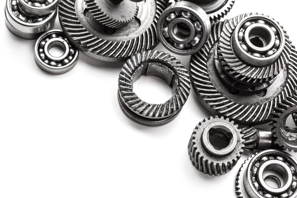 Gear metal wheels, isolated on white background